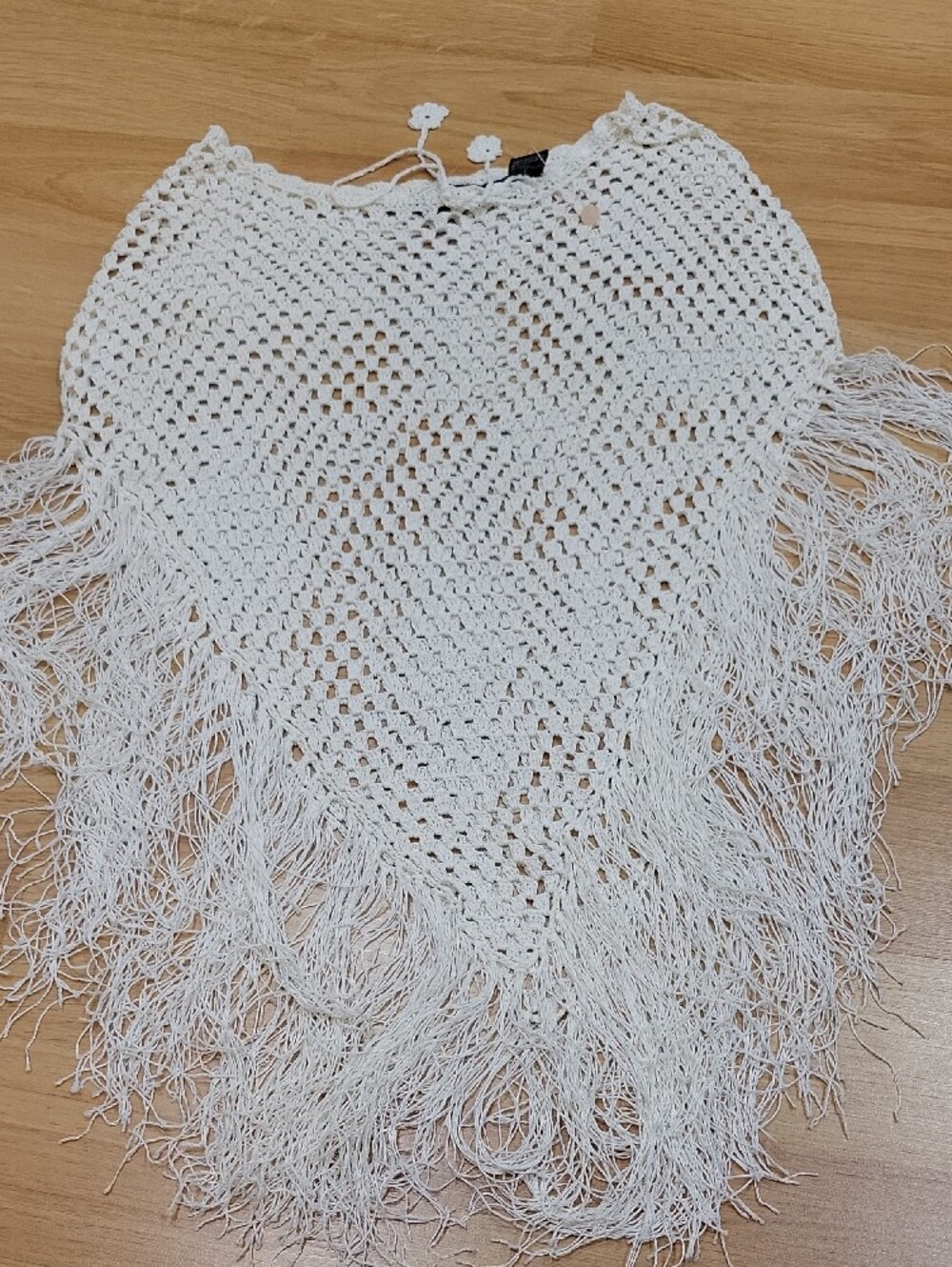Say What? Cream Crochet Fringe Beach Poncho